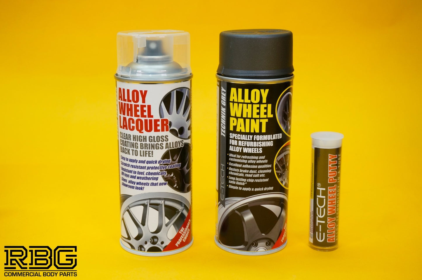 Alloy Wheel Refurbishment Repair Kit GREY Wheel Spray Paint + Lacquer E-TECH