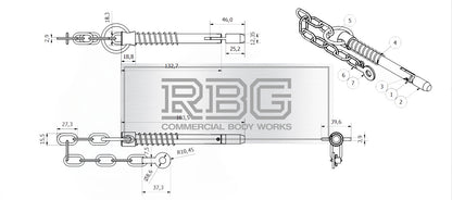 Sword Pin and Chain Spring Loaded, Retaining Cotter Pin 9.5mm; 12.5mm; 16mm.