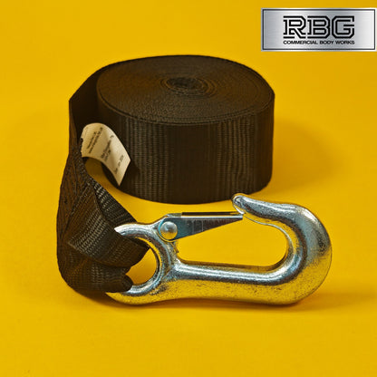 Winch Strap with Hook 7m Long x 50mm Width 1500kg Breaking Strain for Trailers
