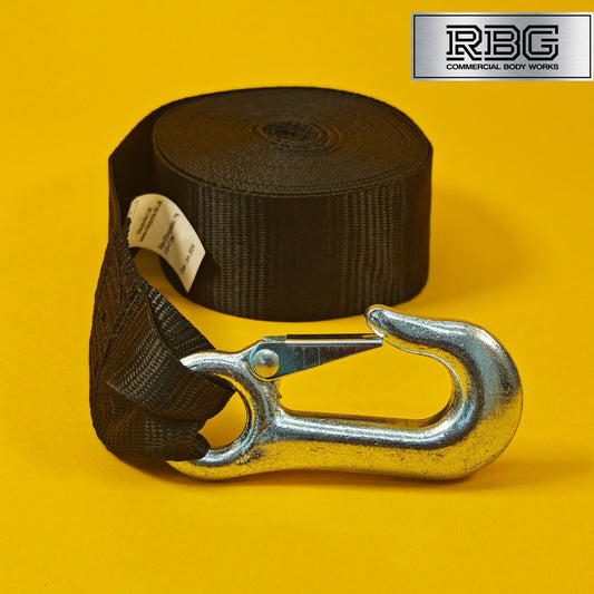Winch Strap with Hook 7m Long x 50mm Width 1500kg Breaking Strain for Trailers