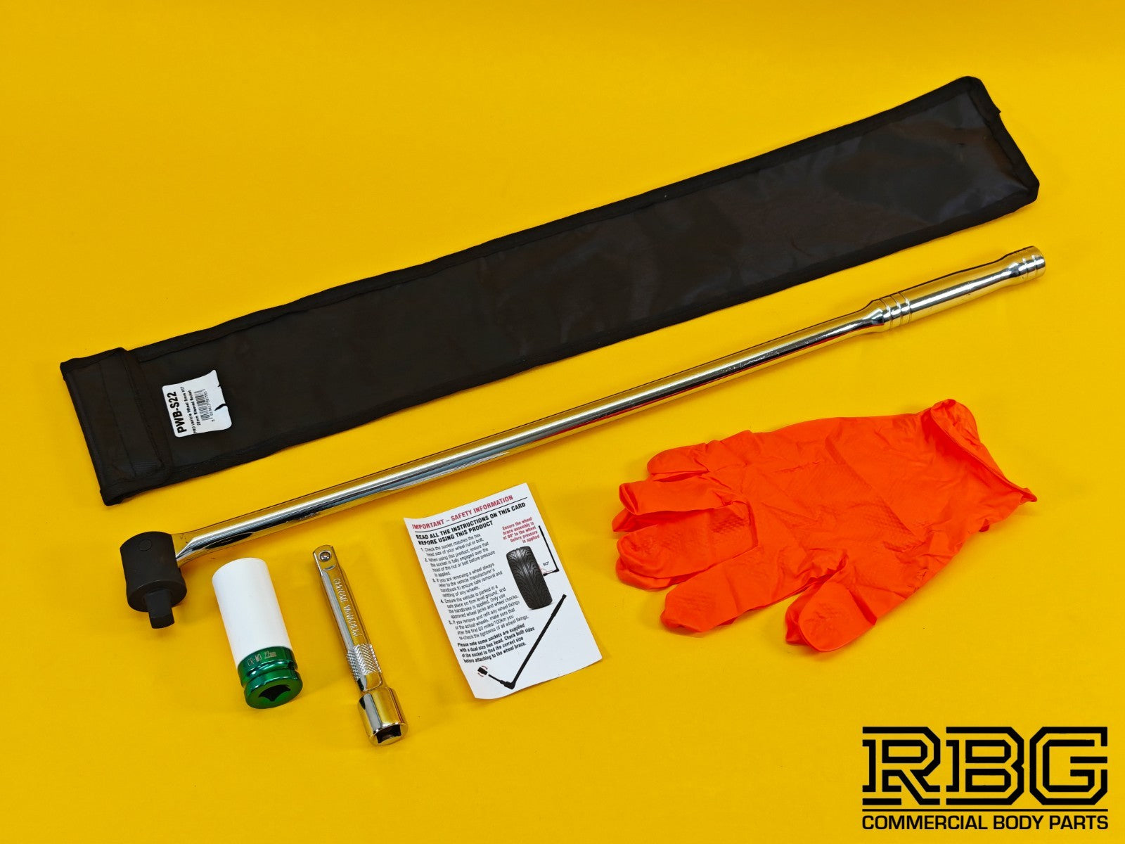 Vehicle Wheel Brace Kit 22mm Pro Sleeved Socket Protective Gloves Extension Bar