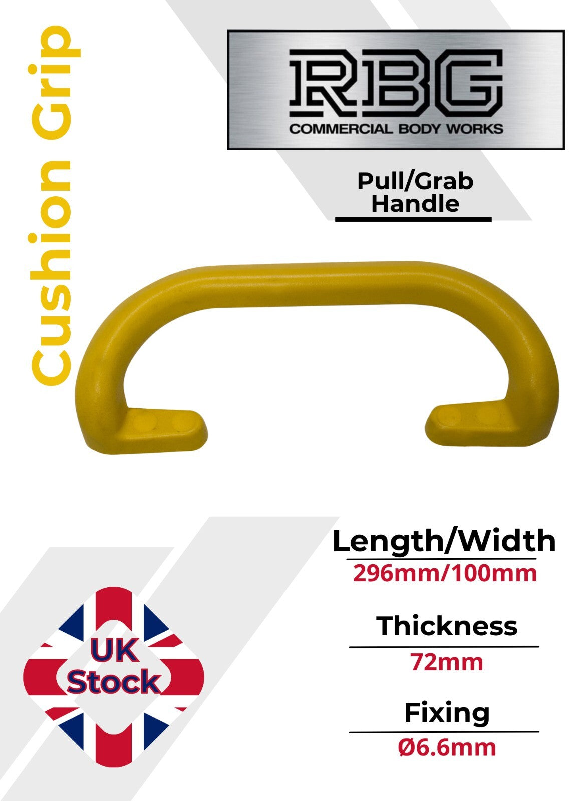 1x Large Steel Core, Soft Grip Grab Pull Handle YELLOW Trucks Trailers Buses...