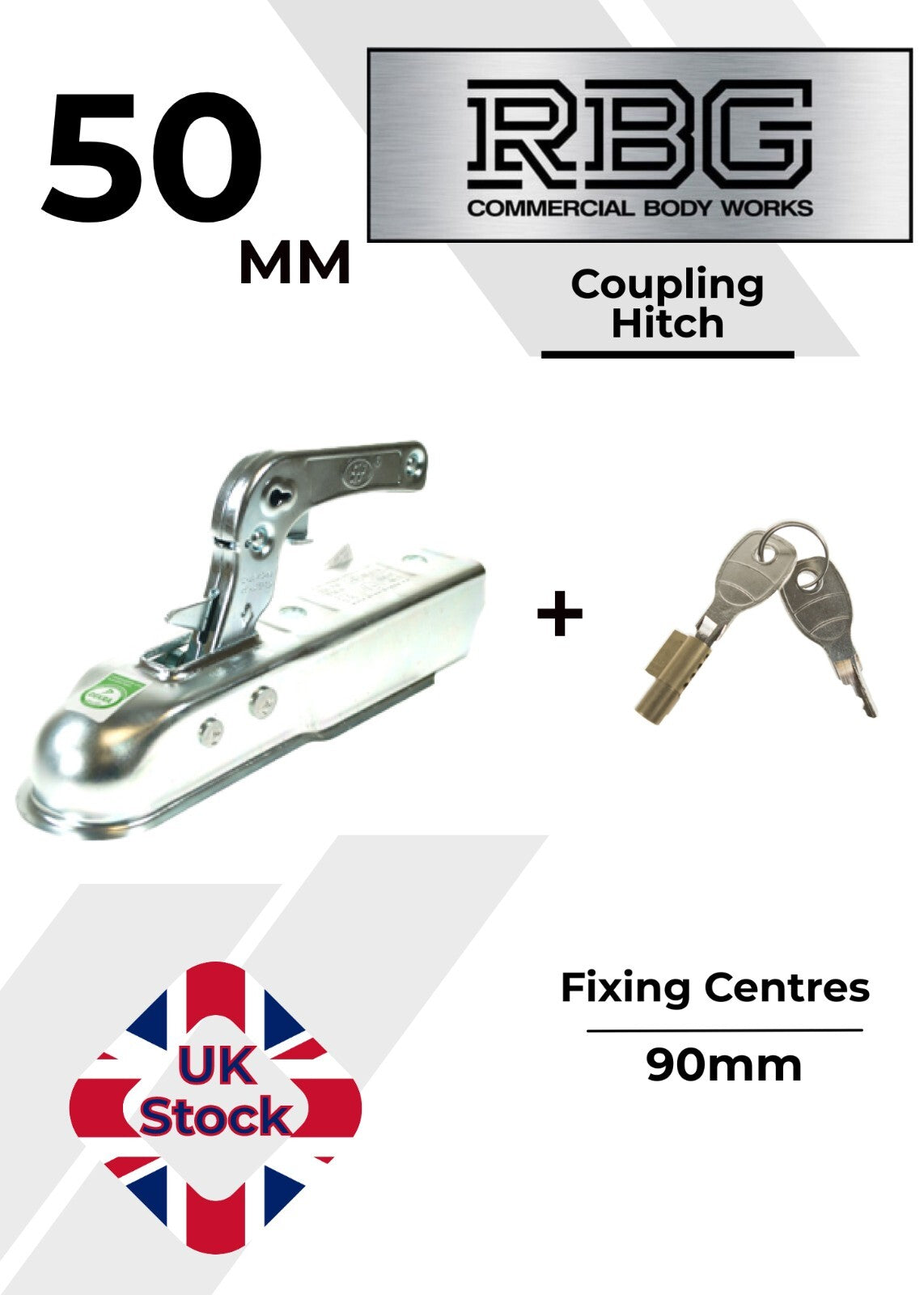 50MM COUPLING HITCH FOR 50MM DRAWBARS PRESSED STEEL, Heavy Duty Trailer Coupling