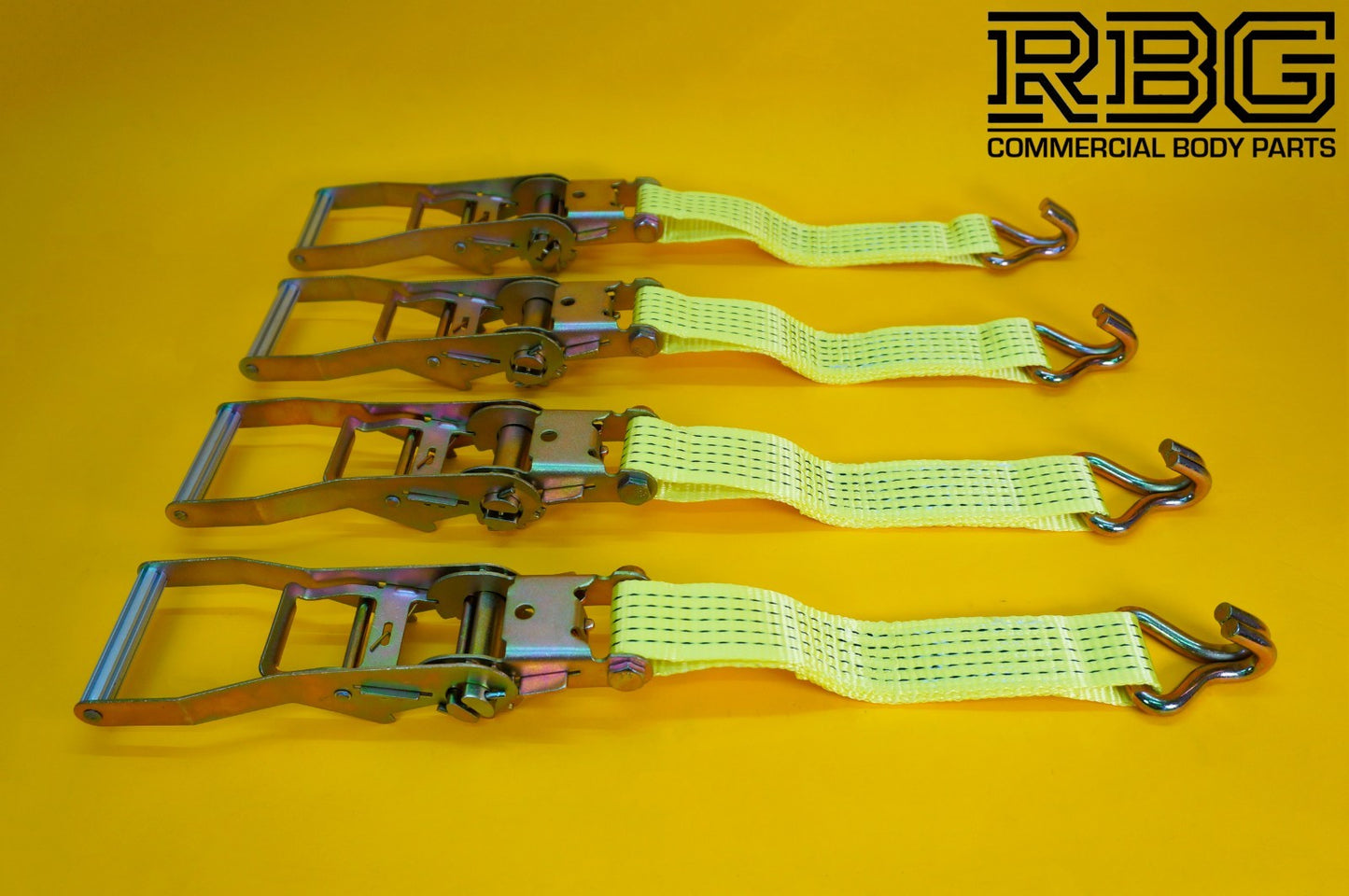 Tie Down Ratchet Strap Hi-Vis Yellow 5Ton Alloy Wheel Large Ratchet Safety 4Pcs