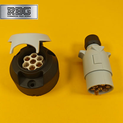 7 Pin Socket + Plug 12S Type For Trailer Caravan Towing 12V Towbar Plastic Brass