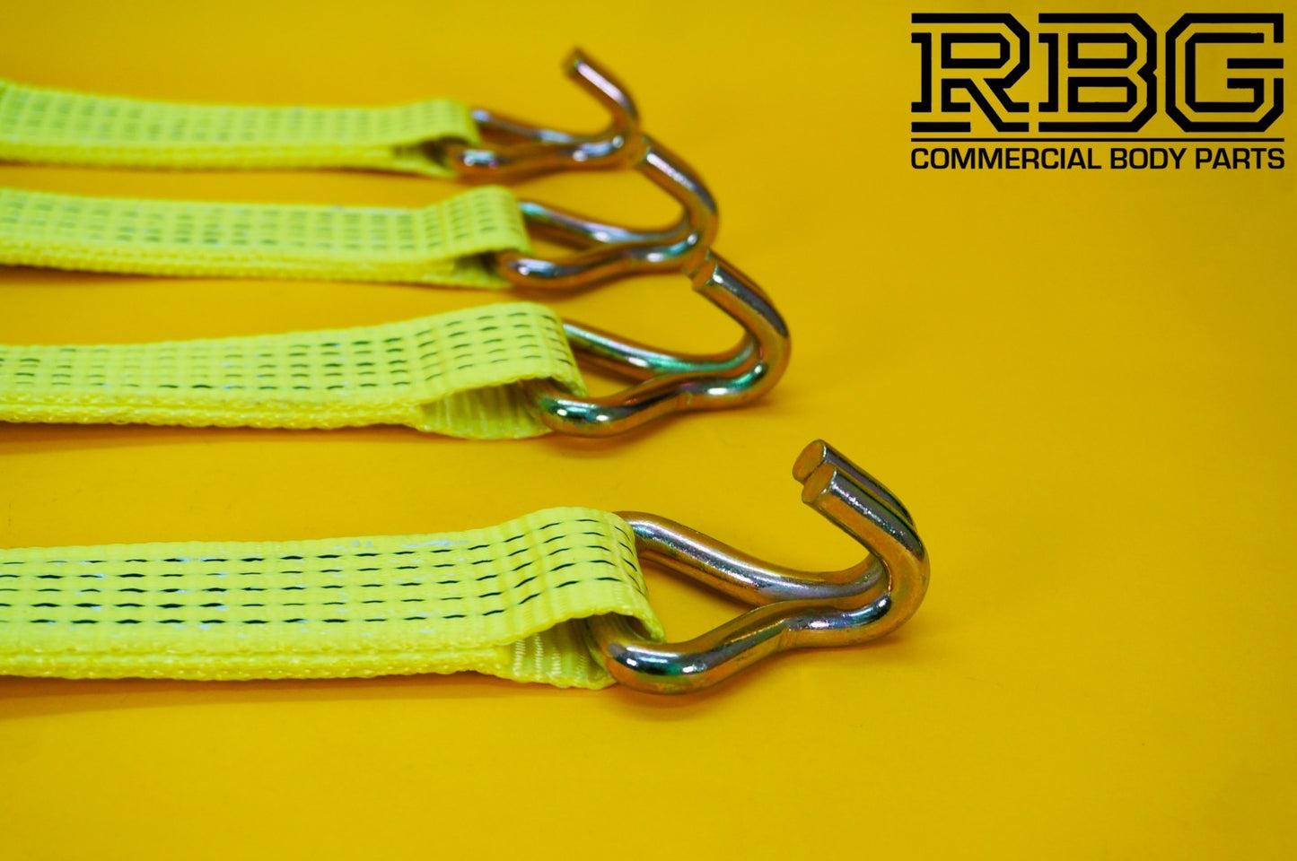 Recovery Ratchet Strap 5ton Over Wheel Tie Down Hi-Vis Yellow + Grip SET 4Pcs