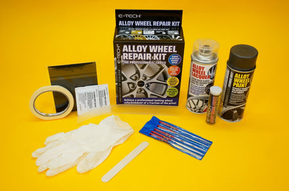 Alloy Wheel Refurbishment Repair Kit GREY Wheel Spray Paint + Lacquer E-TECH