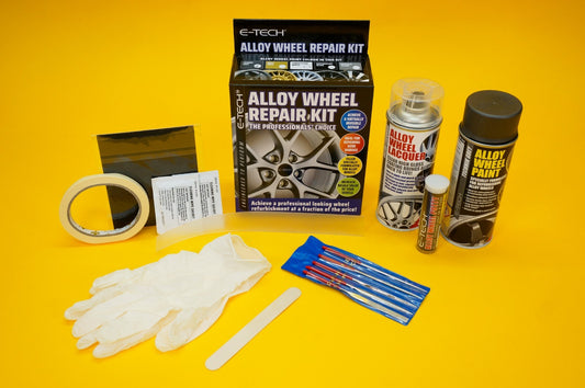 Alloy Wheel Refurbishment Repair Kit GREY Wheel Spray Paint + Lacquer E-TECH