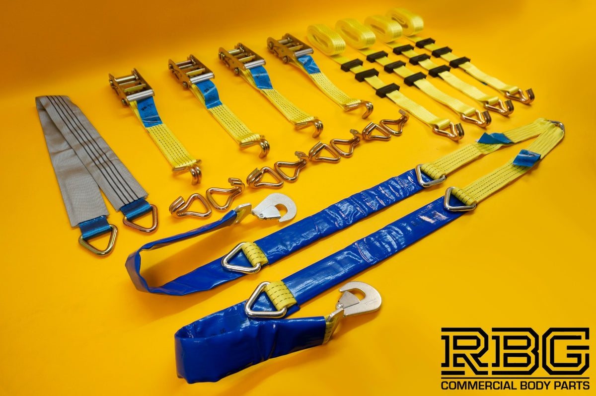 Winching Assistance Strap + 4x Over Wheel Ratchet Strap 5t + Axle Recovery Strap