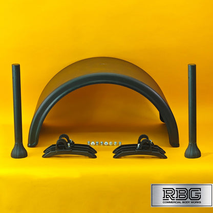 Twin Wheel Round Mudguard + Brackets & Wing Stays 860X450mm Plastic Domar Trucks
