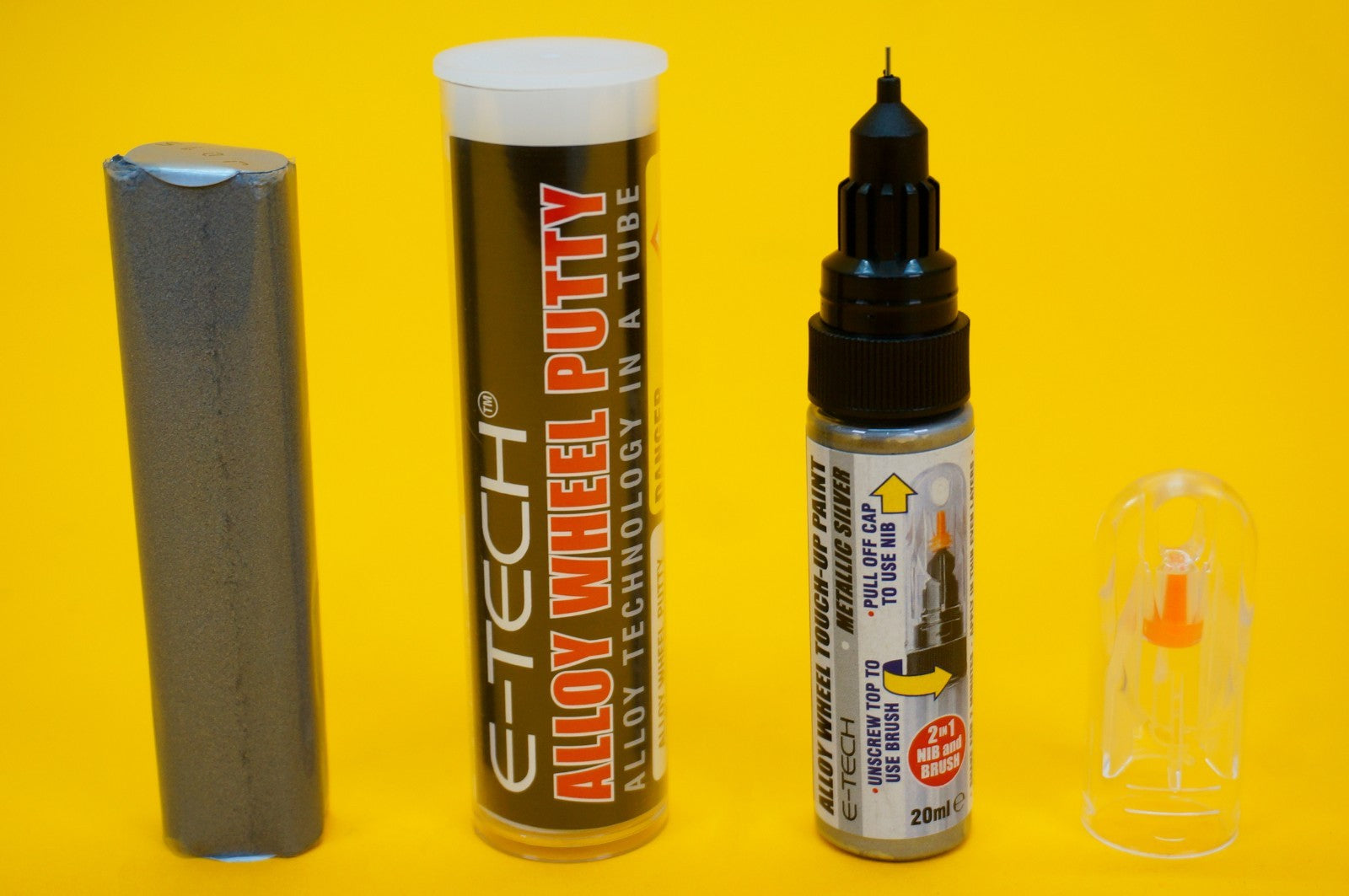 Alloy Wheel Paint Touch-Up Stick SILVER + Repair Putty Filler 10cm Tube E-TECH