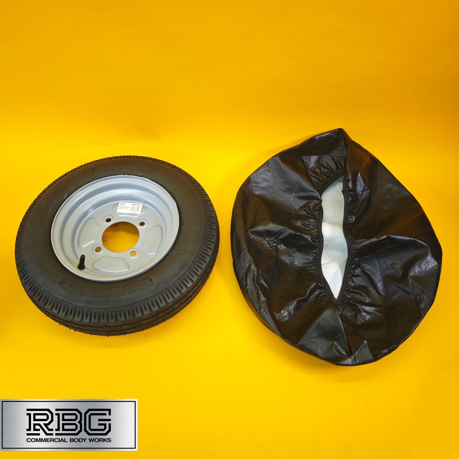 Wheel & Tyre + Cover 500x10 Inch for Trailers 4 Ply 4 Studs 4″ PCD Diameter 10″