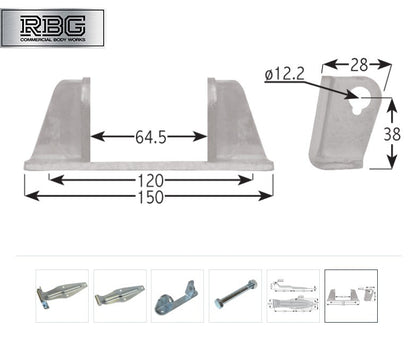 Rear Barn Door Hinge Set Tailboard Bracket Blade Nut & Bolt for Truck Trailer ZP