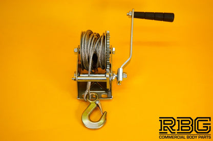 Manual Hand Winch 600lb + Steel Rope 8m & Hook Trailer Caravan Boat Winch Marine
