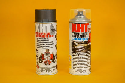 Extremely High Temperature Paint GRAPHITE + CLEAR COAT LACQUER 400ml E-TECH XHT