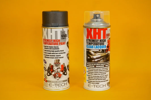 Extremely High Temperature Paint GRAPHITE + CLEAR COAT LACQUER 400ml E-TECH XHT