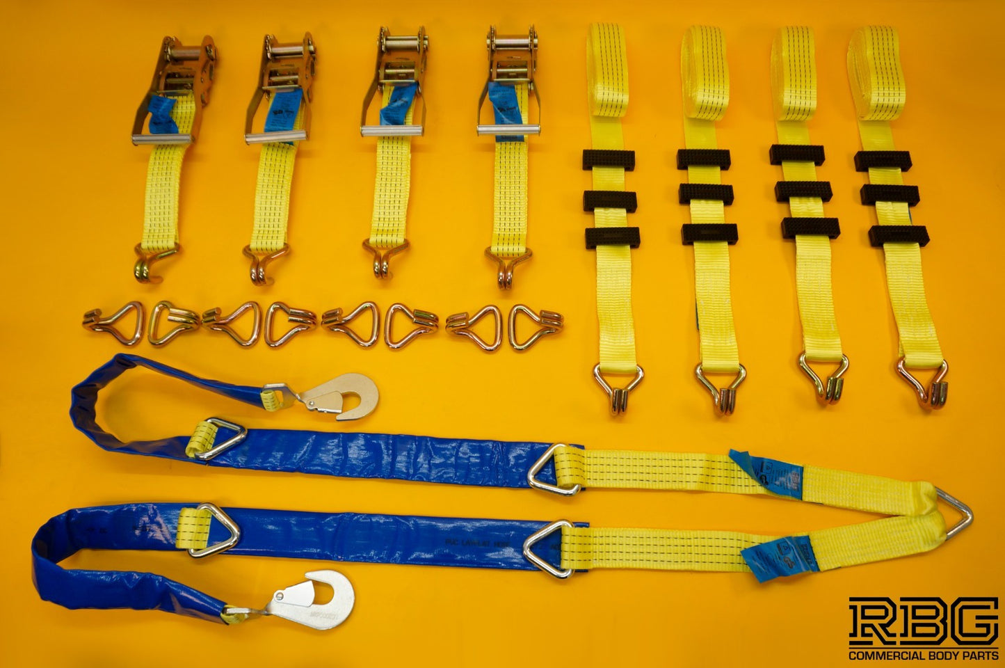 Tie Down Ratchet Strap Over Wheel 5T Recovery Full SET 4m x 50mm + Winch Strap