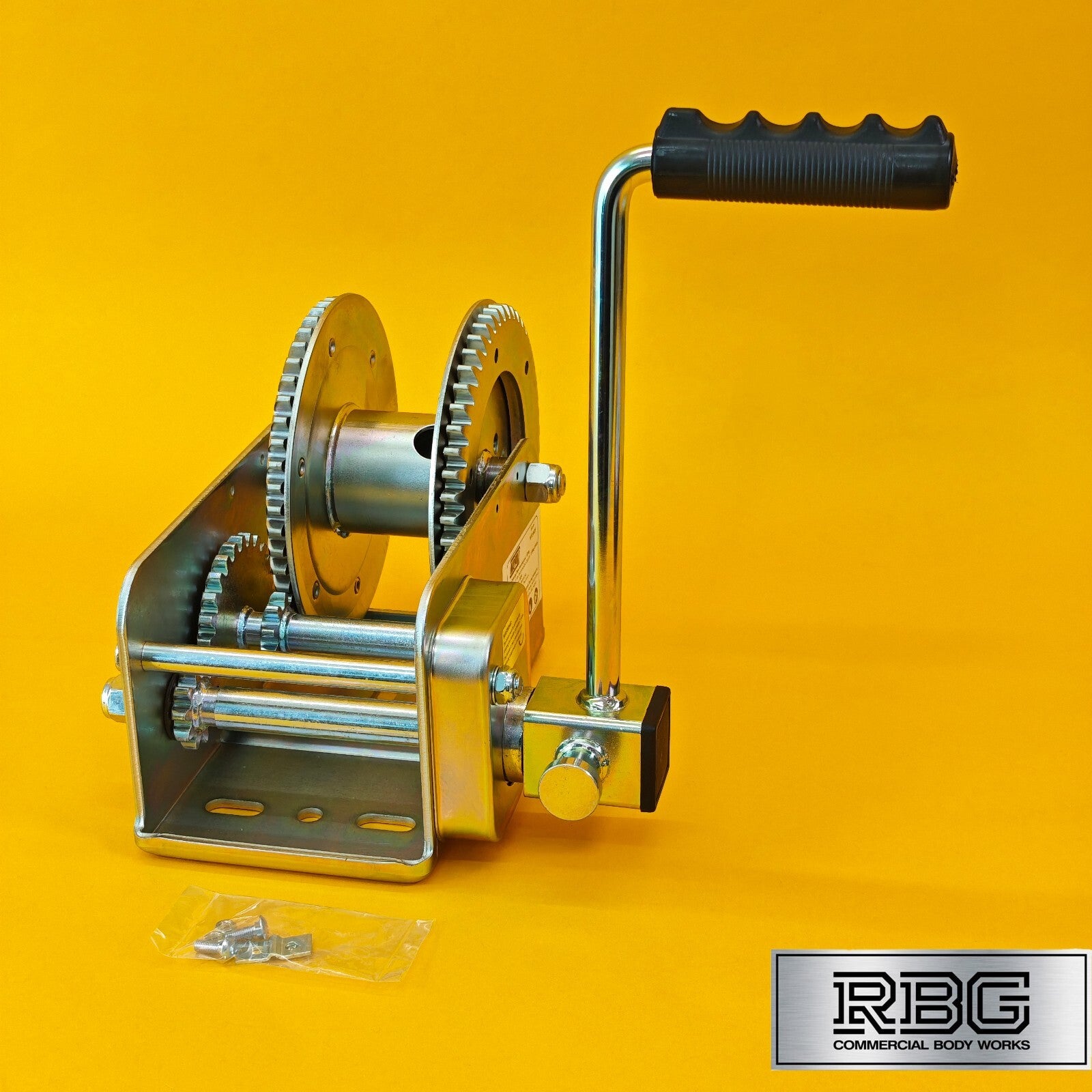 2500Lb Professional Hand Winch 1100Kg Safety Clutch Brake Red-Rust Resistant UK