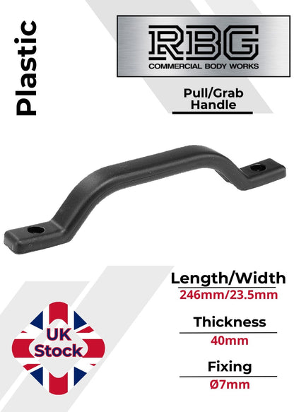 Grab Pull Handle Plastic 246mm Black Trucks, Trailers, Buses, Vans, Horseboxes