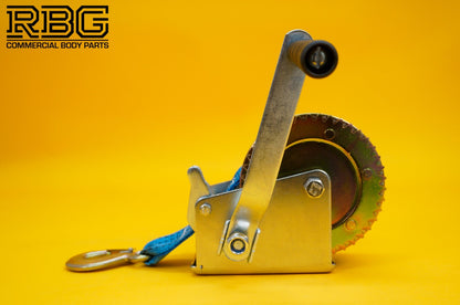 Manual Hand Winch 1200lb + Strap 7m & Hook Trailer Caravan Boat Recovery Marine