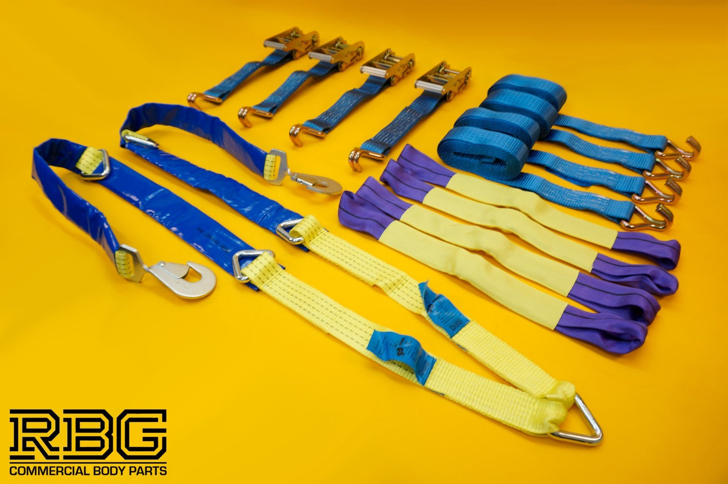 Recovery Ratchet Strap 4Pc SET 5T 4mx50mm + Winching Assistance Strap 1.5mx50mm