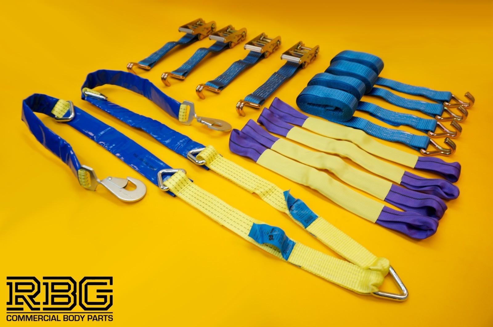 Recovery Ratchet Strap 4Pc SET 5T 4mx50mm + Winching Assistance Strap 1.5mx50mm
