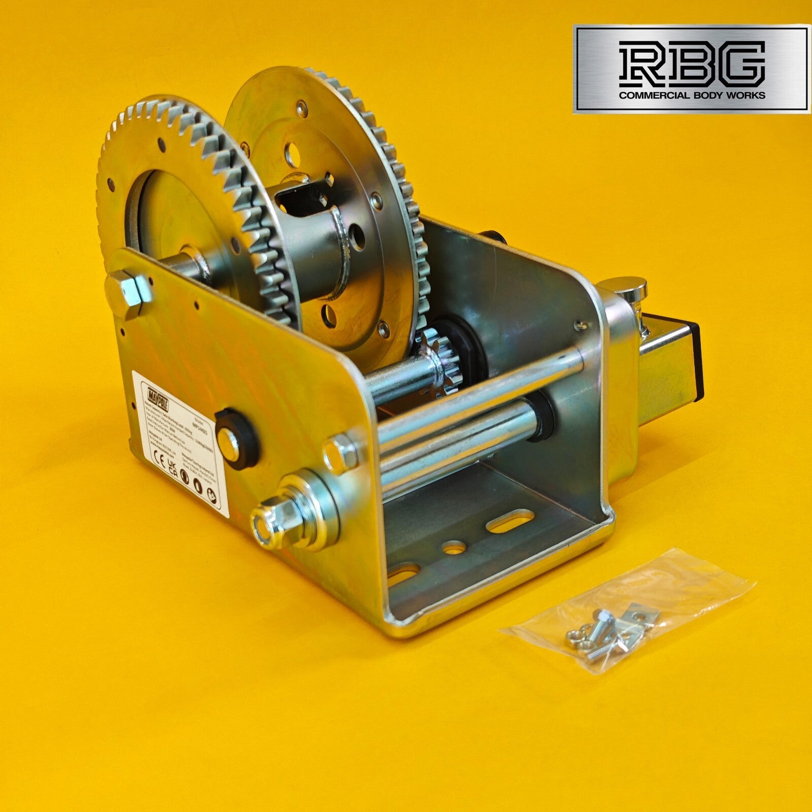 2500Lb Professional Hand Winch 1100Kg Safety Clutch Brake Red-Rust Resistant UK