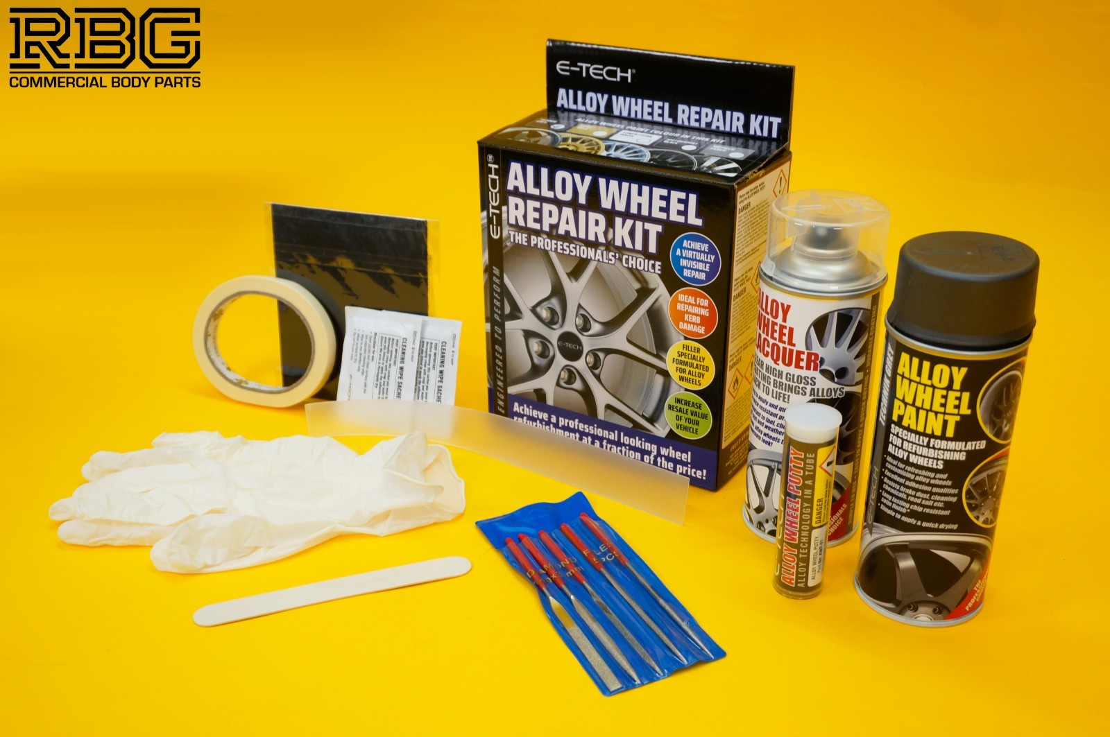 Alloy Wheel Refurbishment Repair Kit GREY Wheel Spray Paint + Lacquer E-TECH