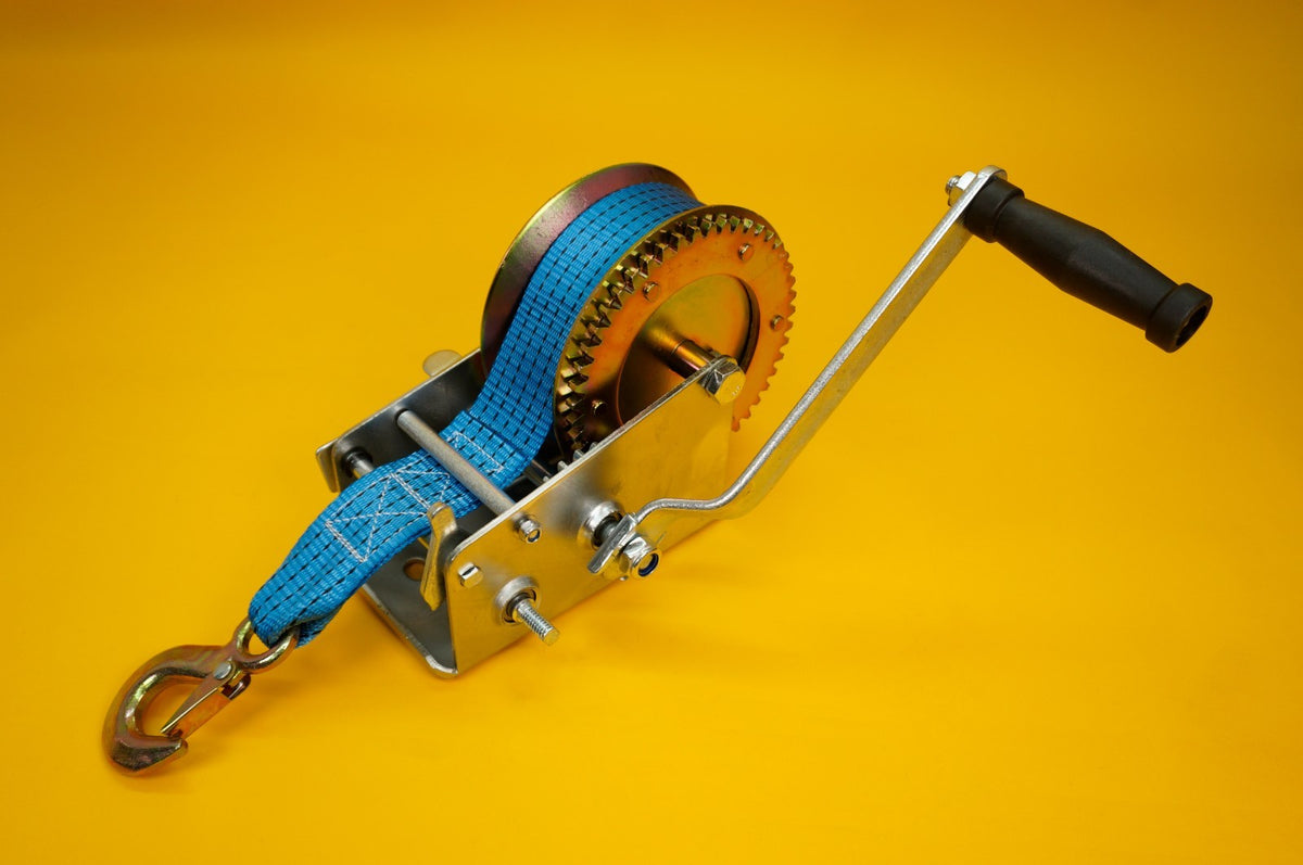 Manual Hand Winch 3500lb + Strap 10m & Hook Trailer Caravan Boat Winch Marine