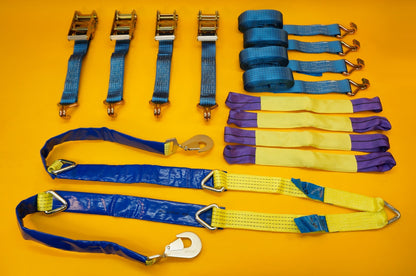 Recovery Ratchet Strap 4Pc SET 5T 4mx50mm + Winching Assistance Strap 1.5mx50mm
