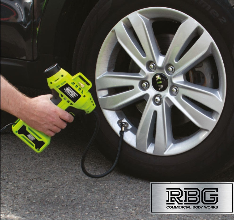 Car Tyre Air Compressor Analogue Pump Maypole Portable 12V Pump Inflator + LED