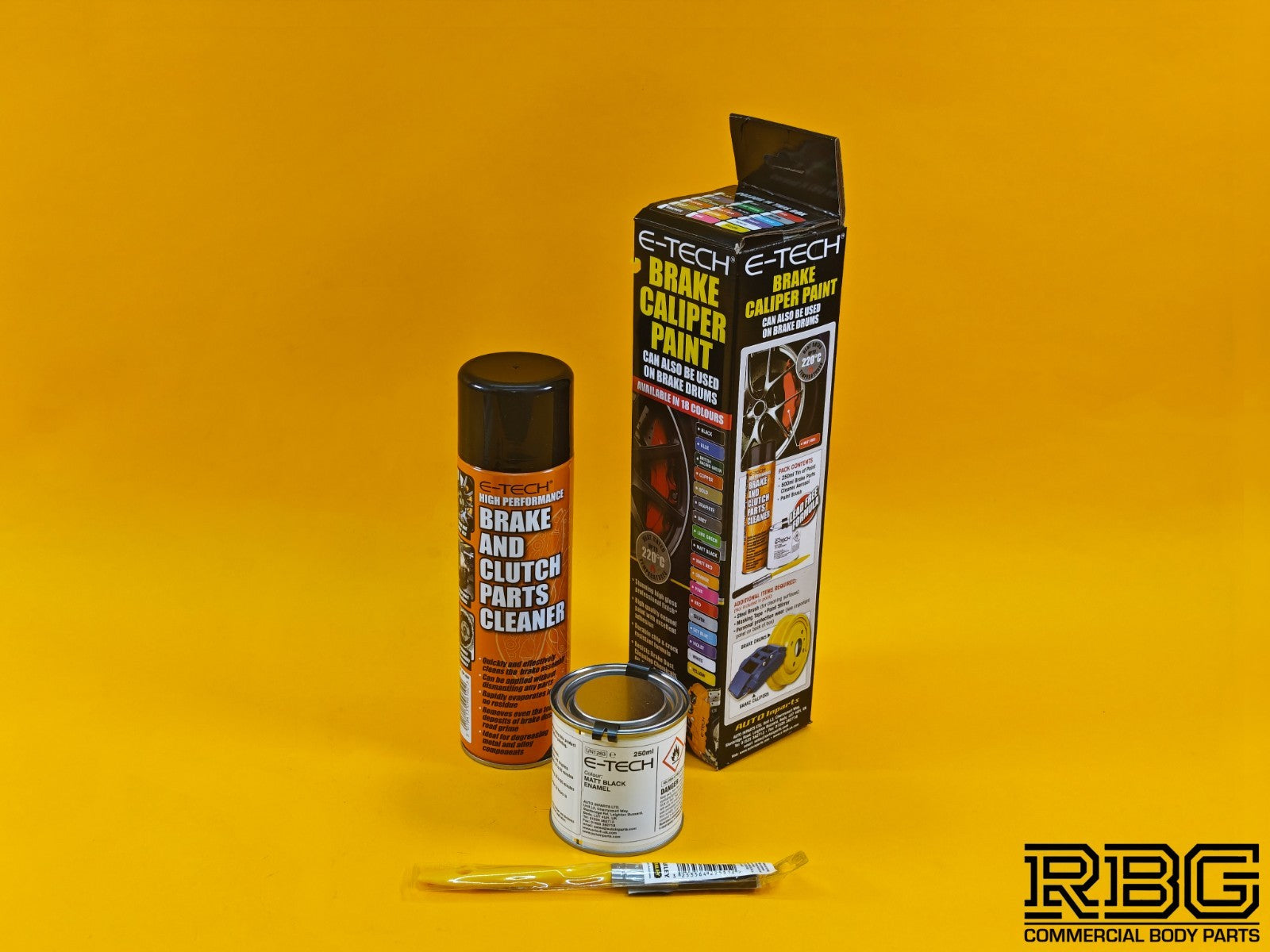 Brake Caliper Paint Kit MATT BLACK Paint + Cleaner + Brush E-TECH Car Vehicle UK