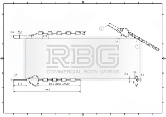 Flat Sword Cotter Pin & Chain + WELD-ON Lug Peg for Trailer Truck Tail Gates