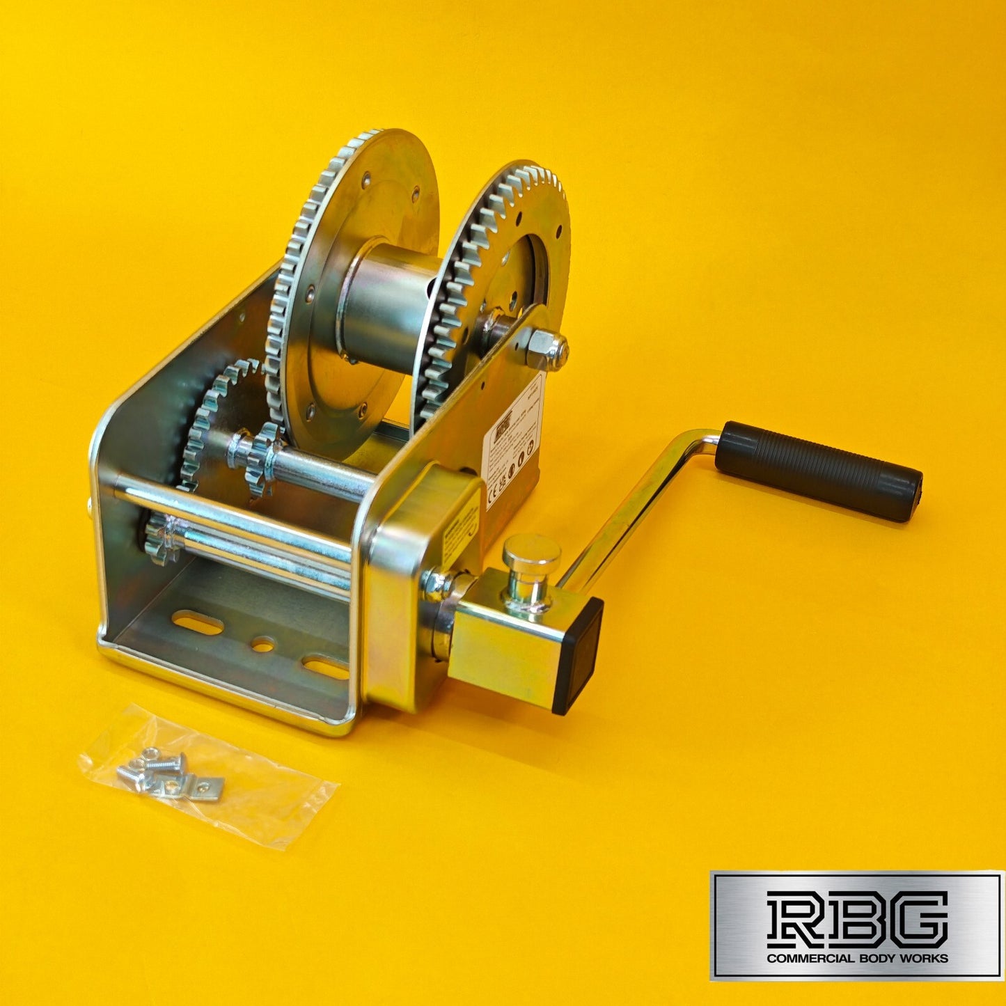 2500Lb Professional Hand Winch 1100Kg Safety Clutch Brake Red-Rust Resistant UK