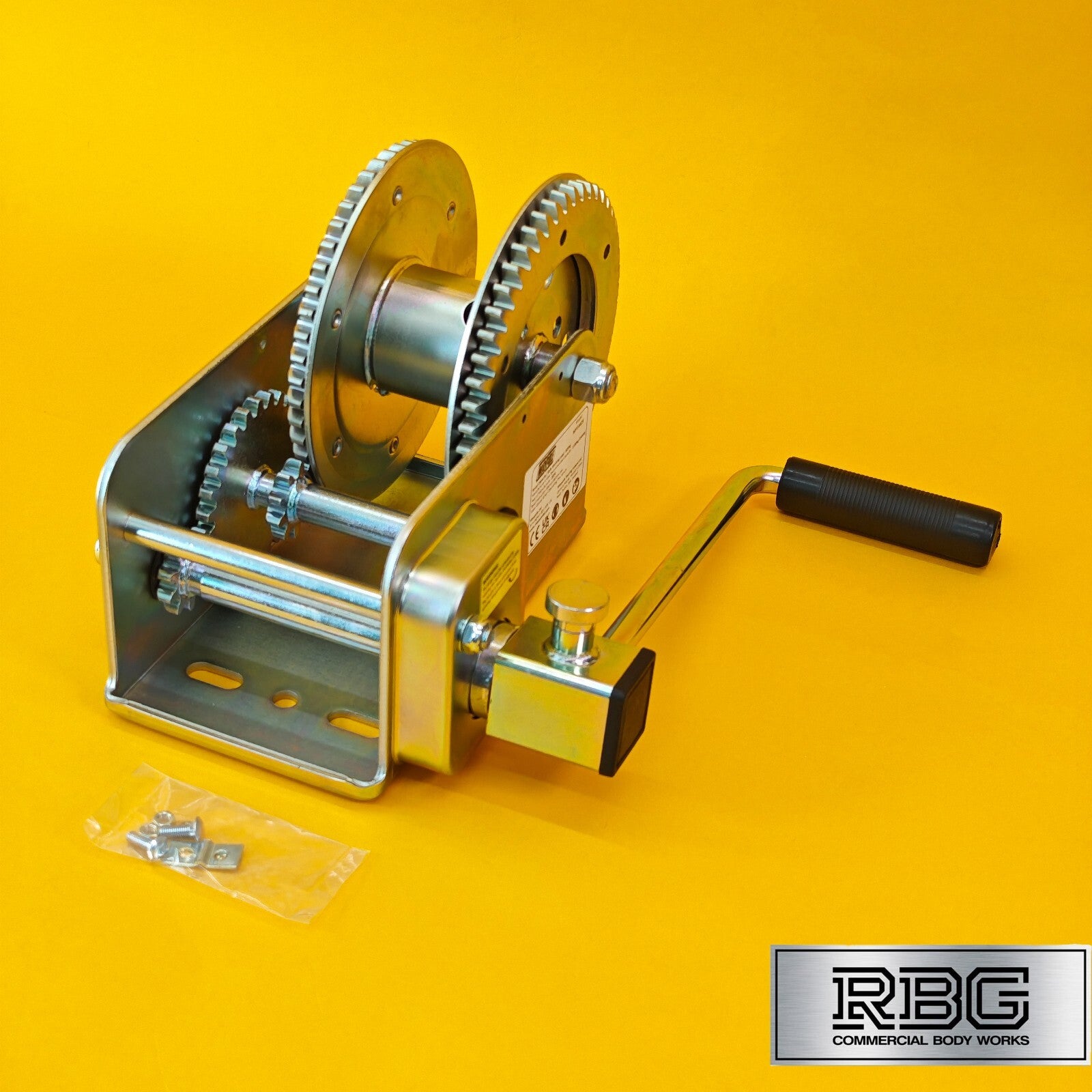 2500Lb Professional Hand Winch 1100Kg Safety Clutch Brake Red-Rust Resistant UK