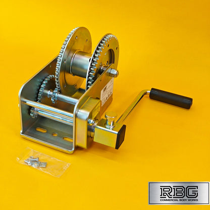2500Lb Professional Hand Winch 1100Kg Safety Clutch Brake Red-Rust Resistant UK
