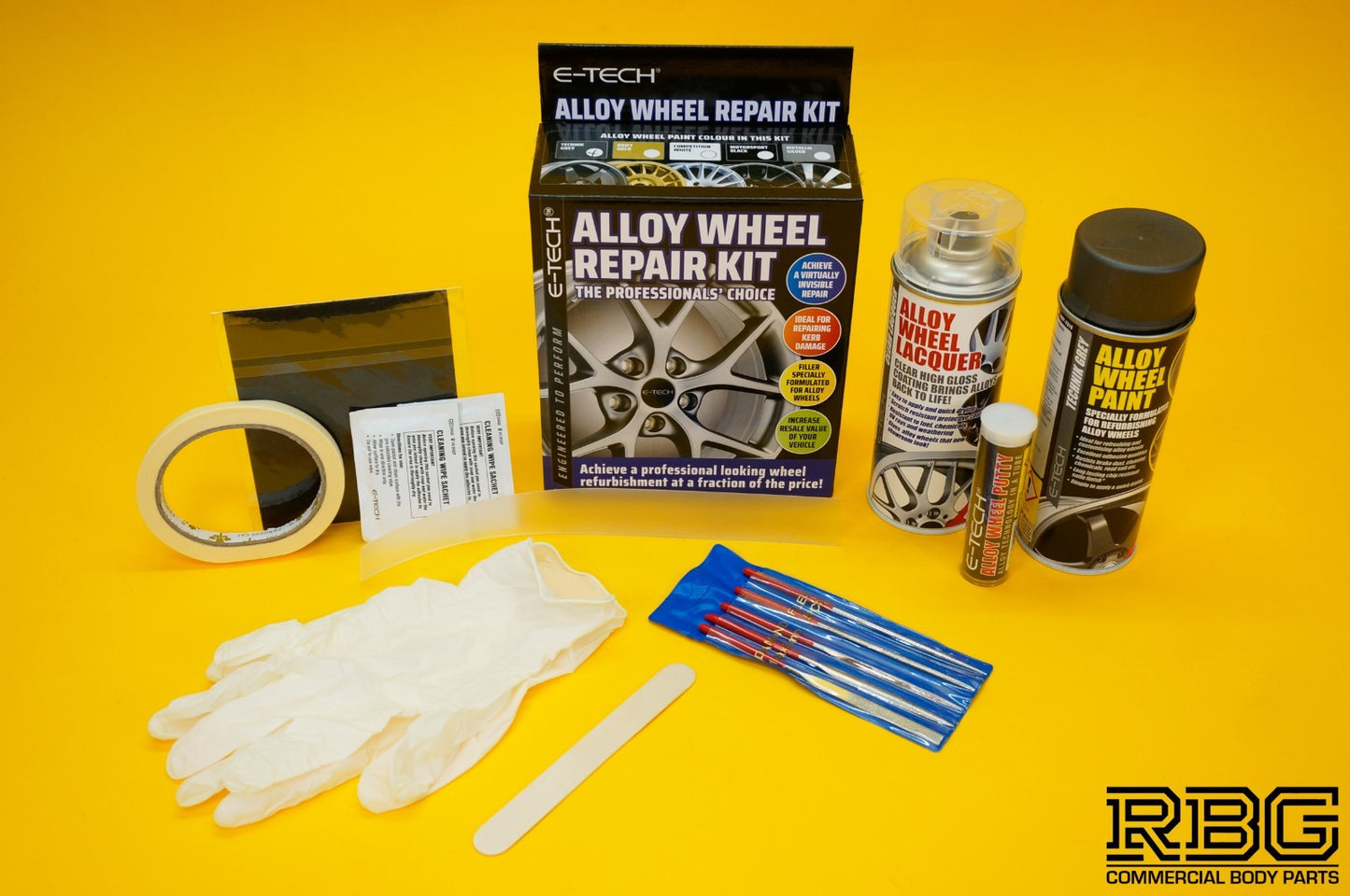 Alloy Wheel Refurbishment Repair Kit GREY Wheel Spray Paint + Lacquer E-TECH