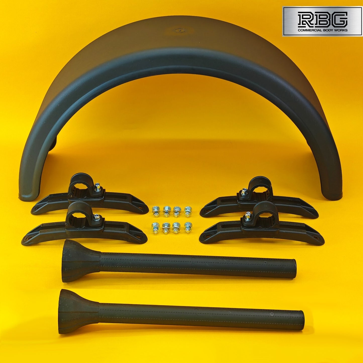 Single Wheel Round Mudguard + Brackets & Wing Stays 840x270mm Domar Truck