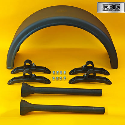 Single Wheel Round Mudguard + Brackets & Wing Stays 840x270mm Domar Truck