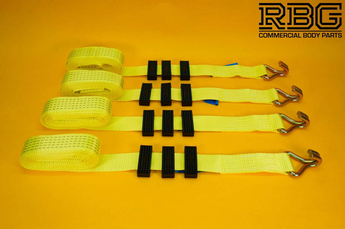 4x Tie Down Ratchet Strap 5T 4mx50mm Over Wheel + Axle Recovery Strap 1mx50mm