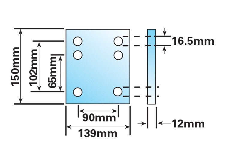 4" Drop Plate 6 Holes for Tow Ball M16 Steel Tow Bar Adjustable Silver 4 inch UK