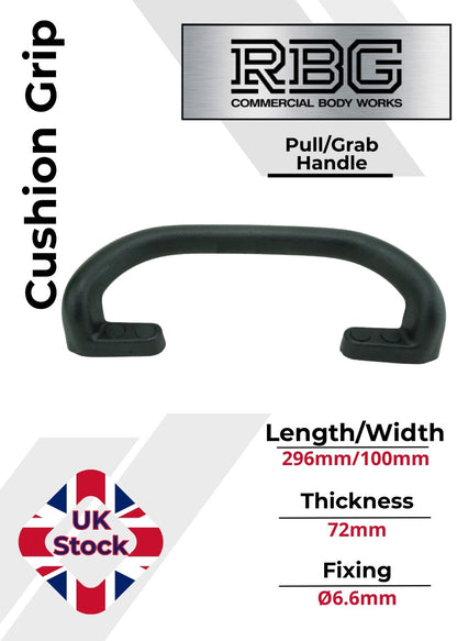 1x Large Steel Core Soft Grip Grab Pull Handle BLACK Trucks Trailers Buses...