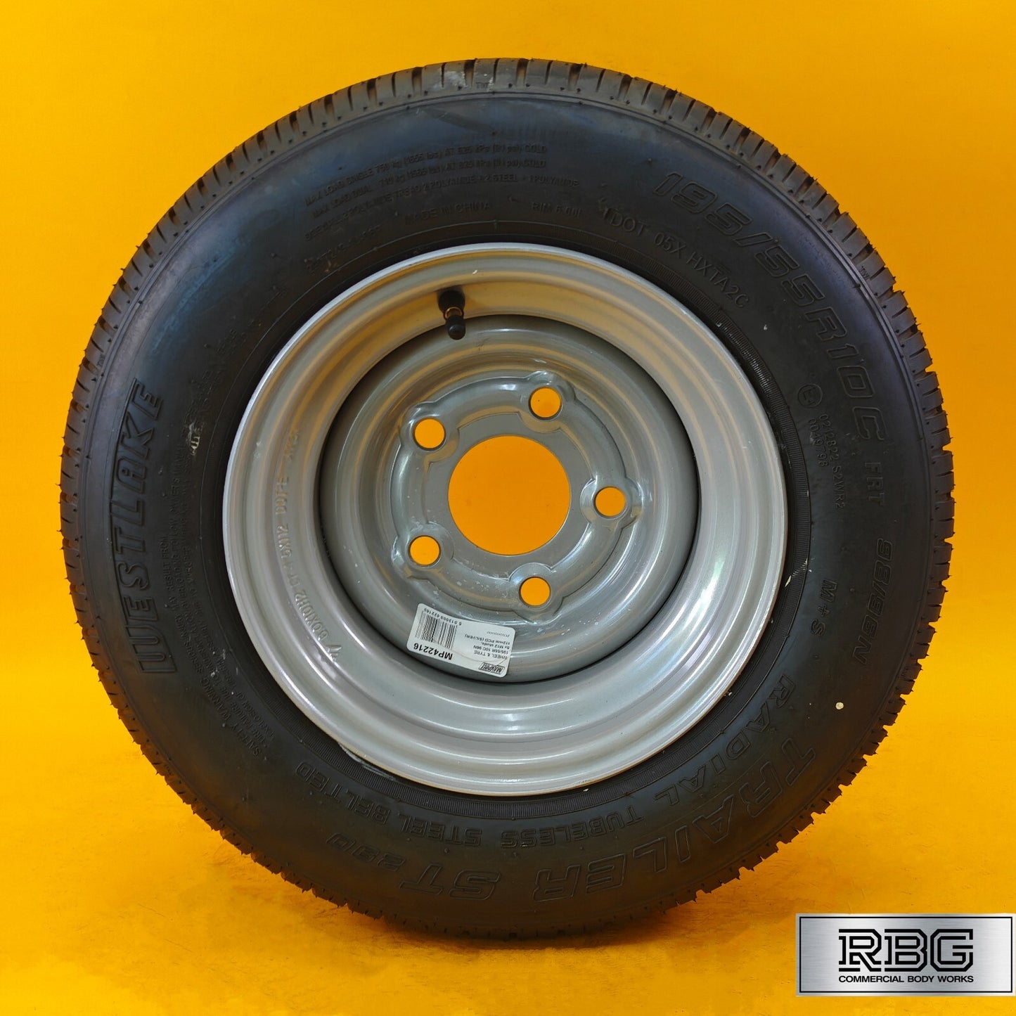 Wheel & Tyre 10″ 195/55R10C for Trailers 5 Stud 112mm PCD Silver Diameter 10″ UK
