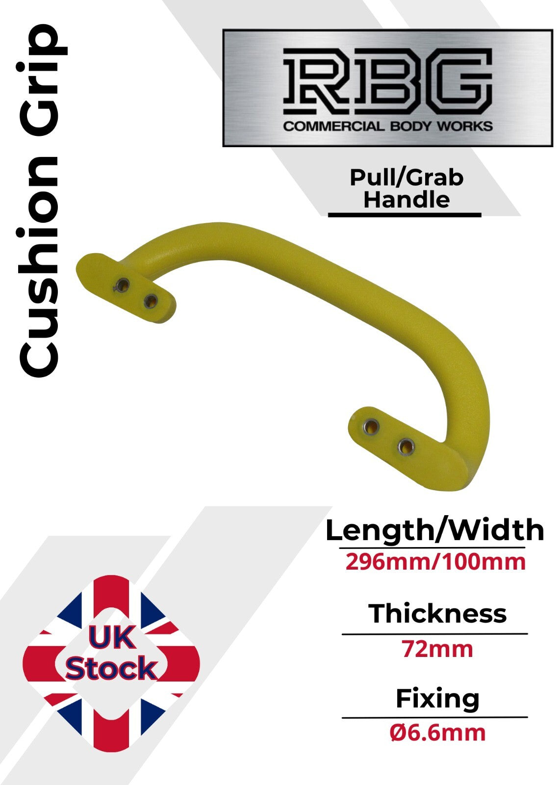 1x Large Steel Core, Soft Grip Grab Pull Handle YELLOW Trucks Trailers Buses...