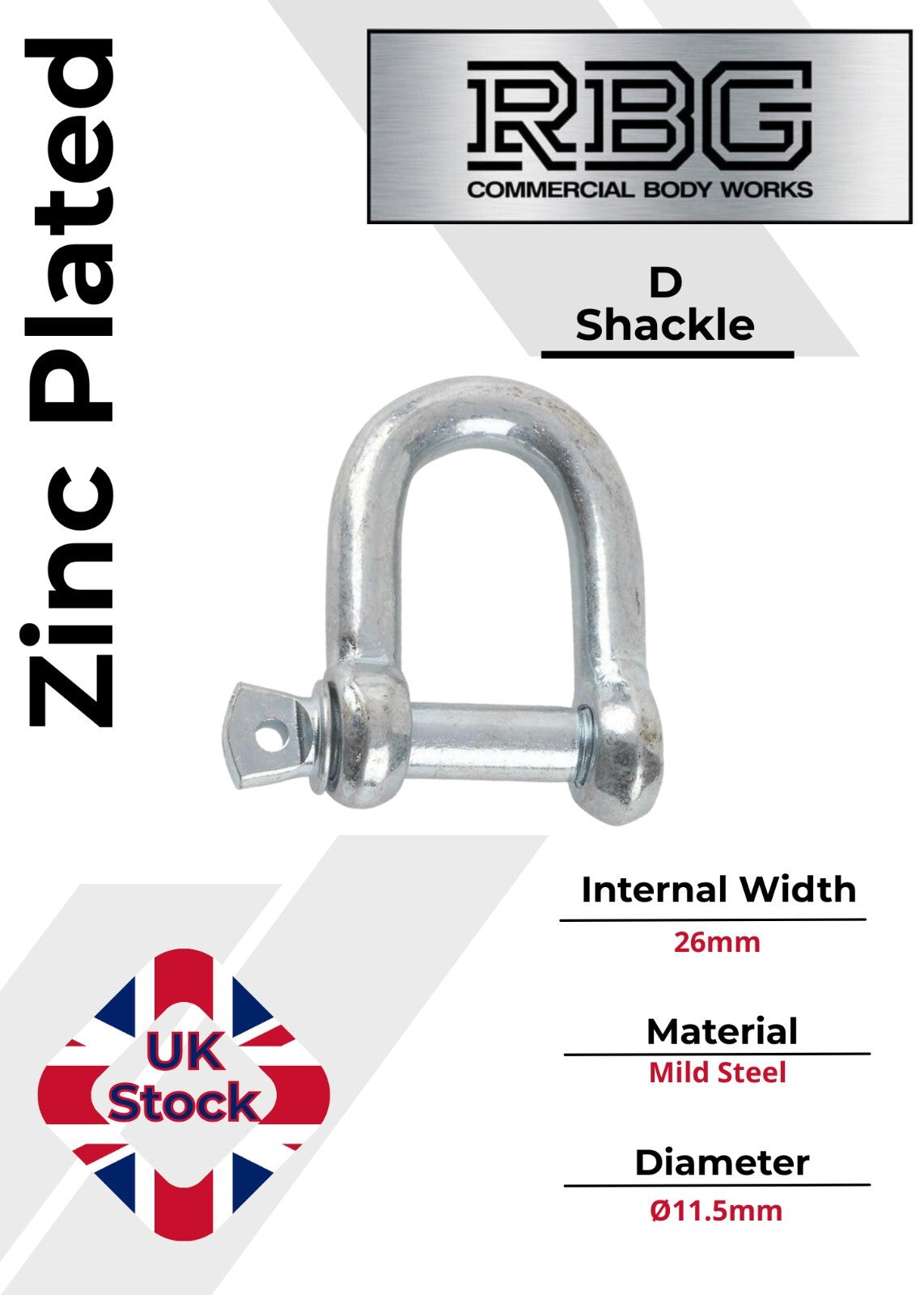D Shackle Heavy Duty Hex Flush Pin Dee Shackle 19.5mm - 26mm Load Securing