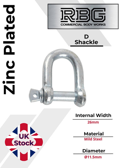 D Shackle Heavy Duty Hex Flush Pin Dee Shackle 19.5mm - 26mm Load Securing