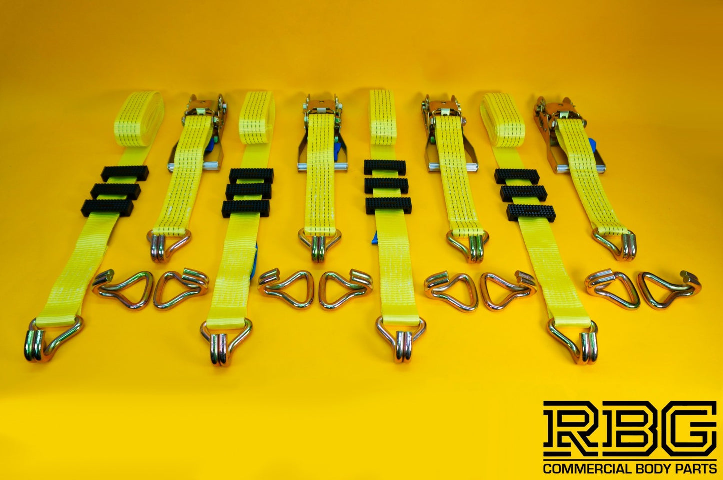 Tie Down Ratchet Strap 5Ton Over Wheel Recovery High-Visibility Yellow 4Pc SET