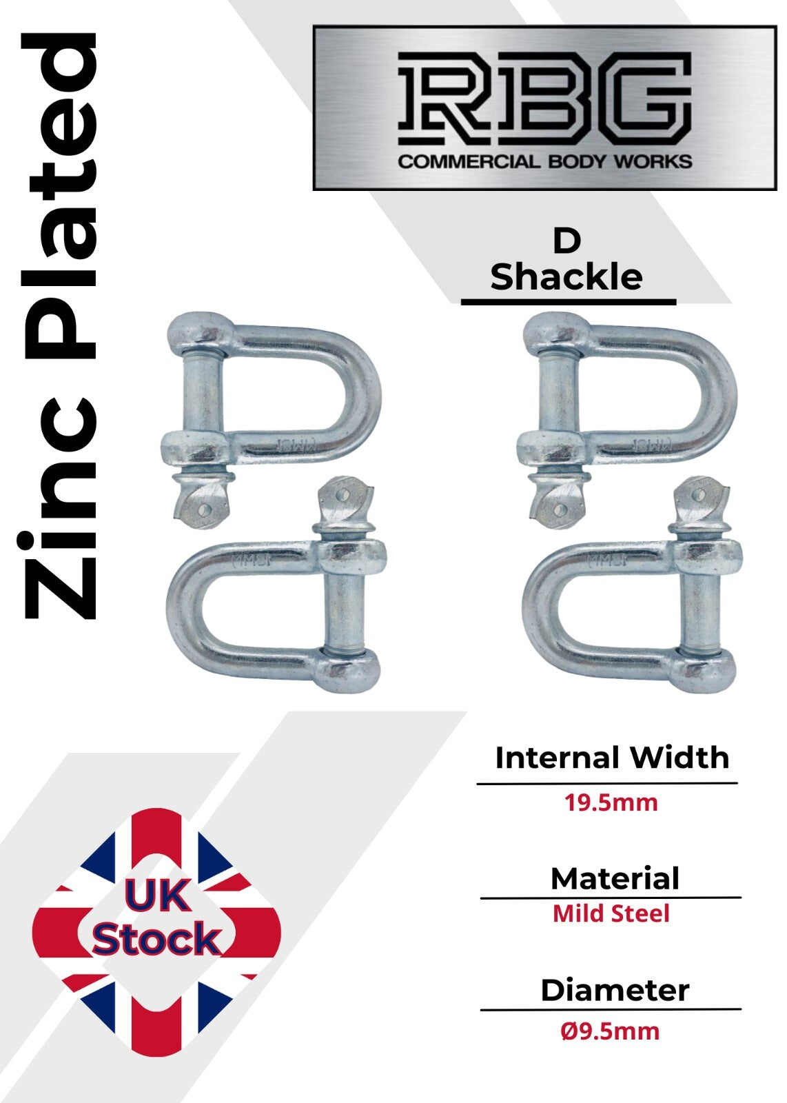 D Shackle Heavy Duty Hex Flush Pin Dee Shackle 19.5mm - 26mm Load Securing