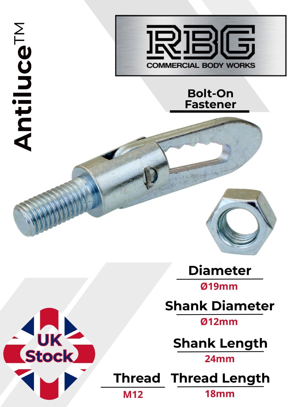 Antiluce™ Fasteners, Z/P Drop Lock Horsebox, Trailer, Pickup Tailgate Anti-Luce
