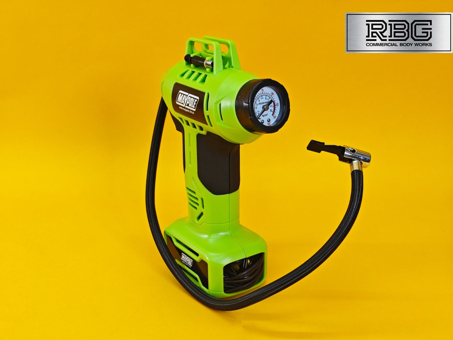 Car Tyre Air Compressor Analogue Pump Maypole Portable 12V Pump Inflator + LED